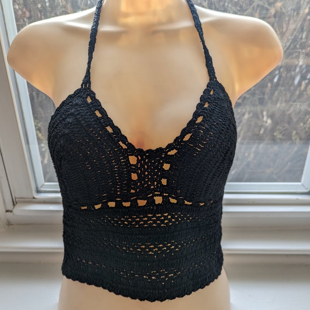 Black Embroiderd Adjustable Halter - image 3